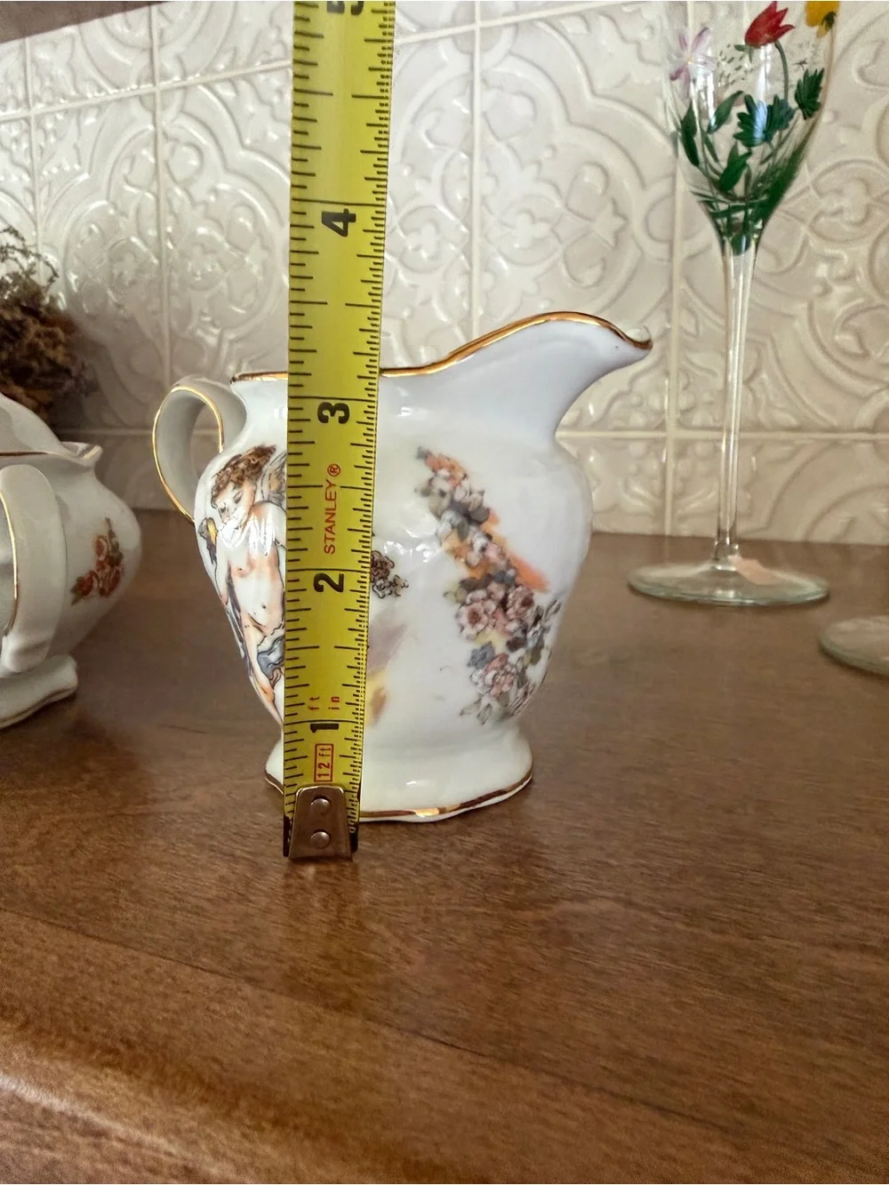 Porcelain Cherub Tea Set - White with Gold Trim